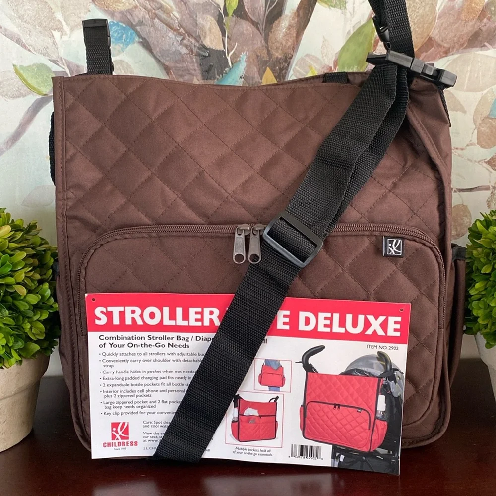 JL CHILDRESS🤎BROWN🤎QUILTED TOTE N STROLL ESSENTIALS DIAPER 🍼BABY🍼BAG 🌟NWT🌟